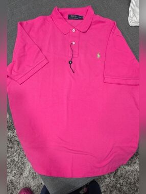 Ralph Lauren Polo Shirt in Bright Pink with Green Pony